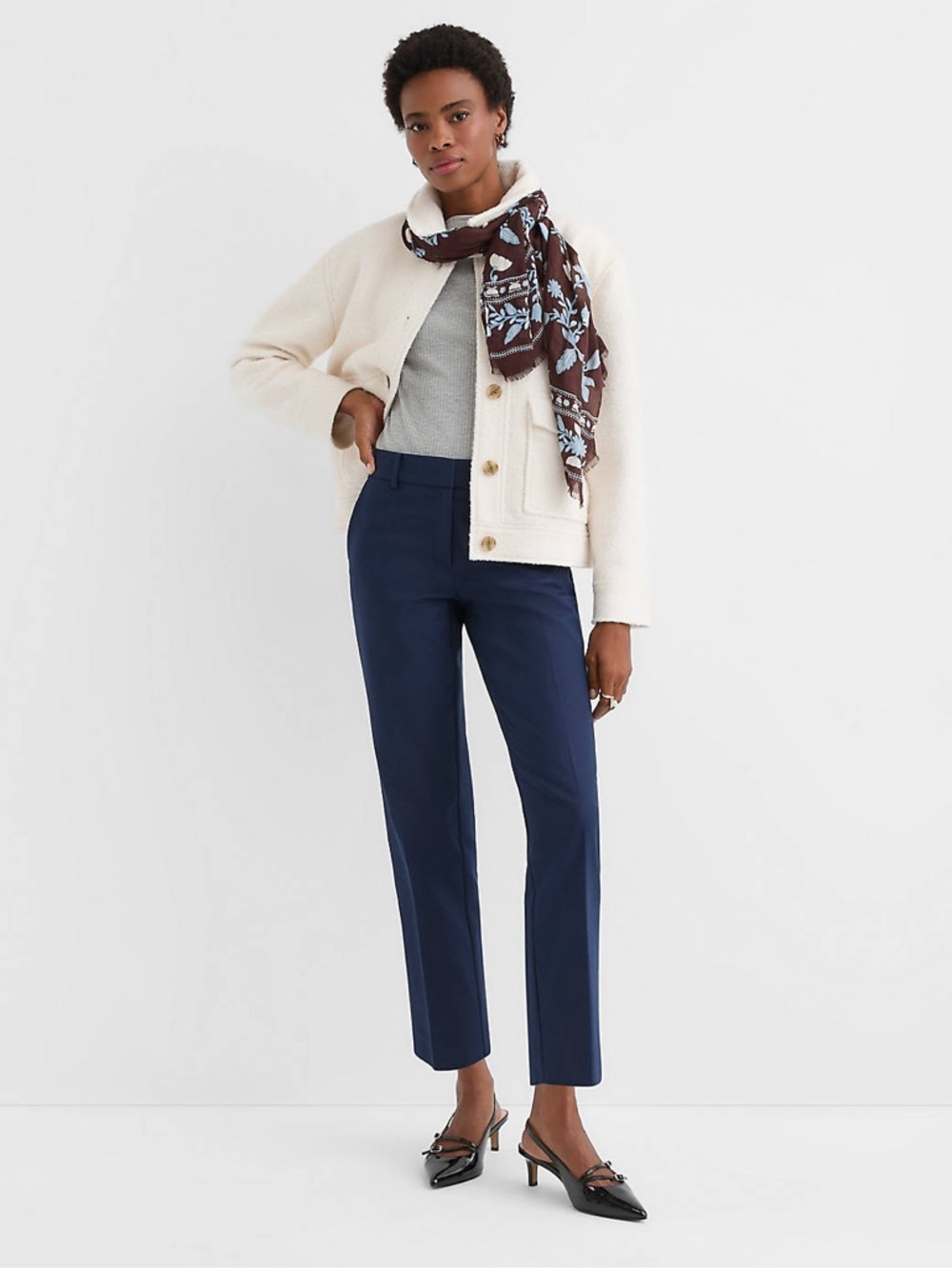 LOFT Riviera Slim Straight Ankle Pants in Navy